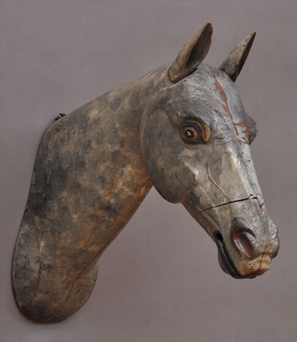 CARVED AND PAINTED WOOD HORSE HEAD 13f1d4