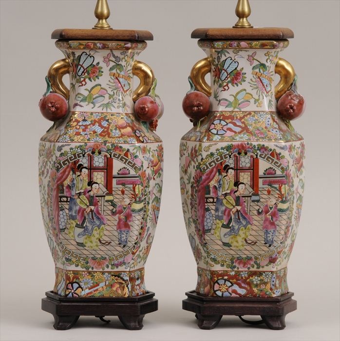 PAIR OF CANTON ROSE MEDALLION VASES