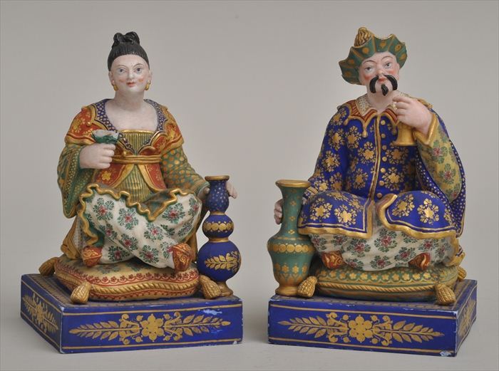 PAIR OF PARIS POLYCHROME BISQUE PORCELAIN