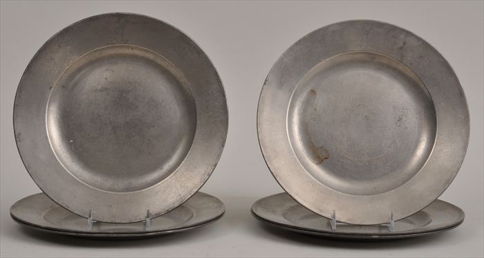 SIX GEORGE II PEWTER PLATES Marked Cleeve