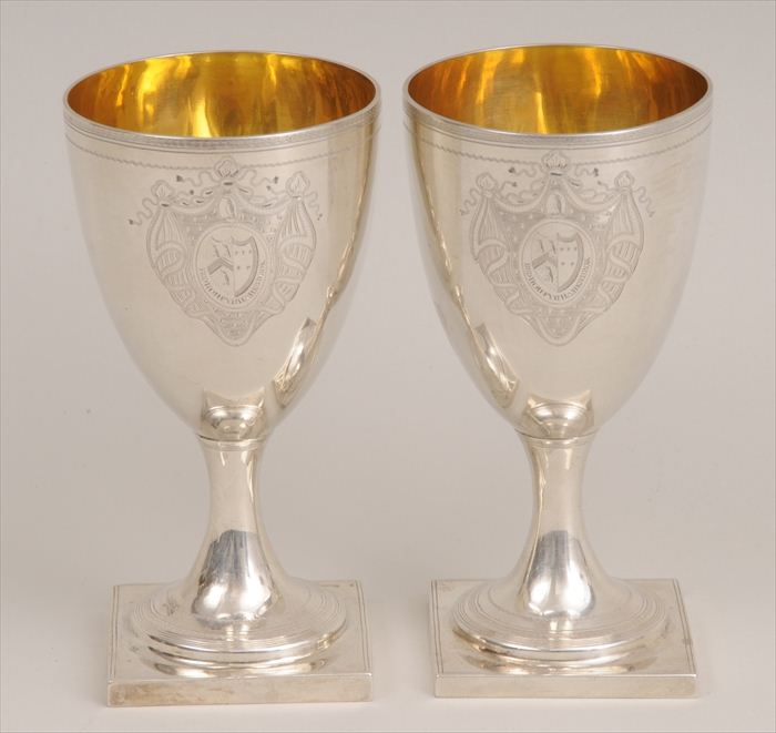 PAIR OF GEORGE III ARMORIAL GOBLETS