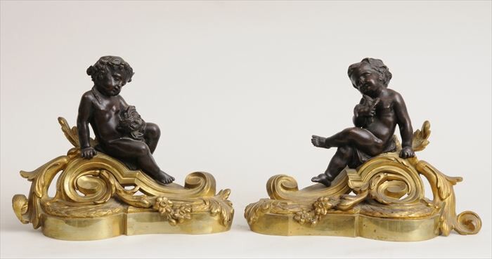 PAIR OF LOUIS XV-STYLE PATINATED