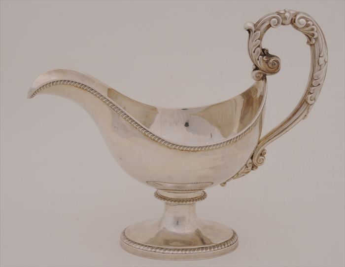 FRENCH SILVER GRAVY BOAT With applied