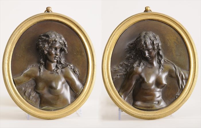 AFTER CLODION PAIR OF BRONZE RELIEF 13f313