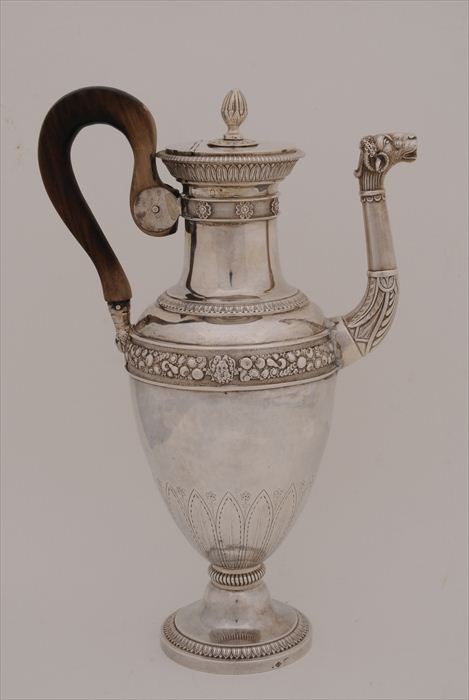 FRENCH SILVER COFFEE POT The ovoid