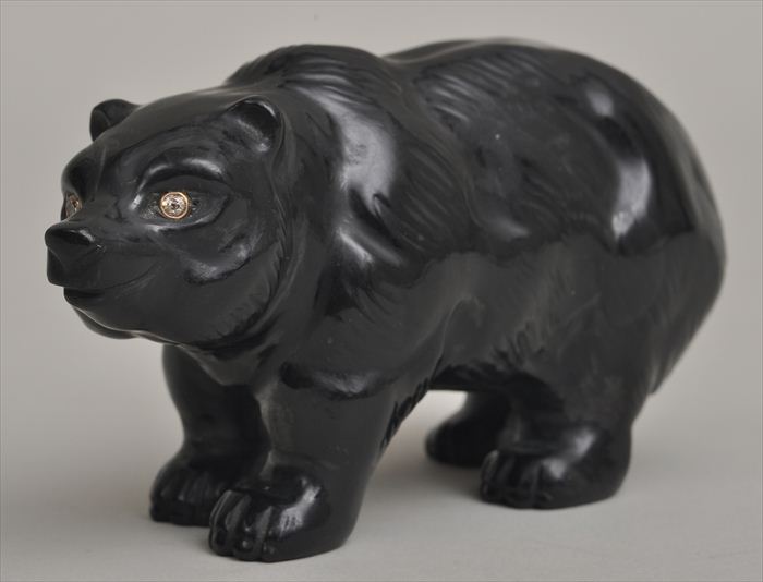CARVED OBSIDIAN BEAR PROBABLY RUSSIAN 13f33d