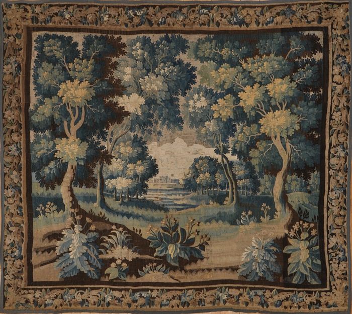 FLEMISH VERDURE TAPESTRY Worked 13f395