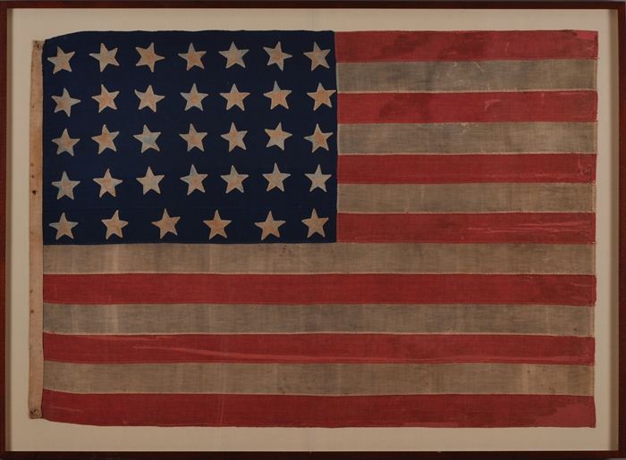 PIECED COTTON AMERICAN FLAG 1861-1863;