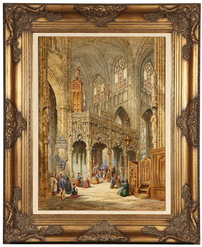 Brussels Cathedral Interior Scene and
