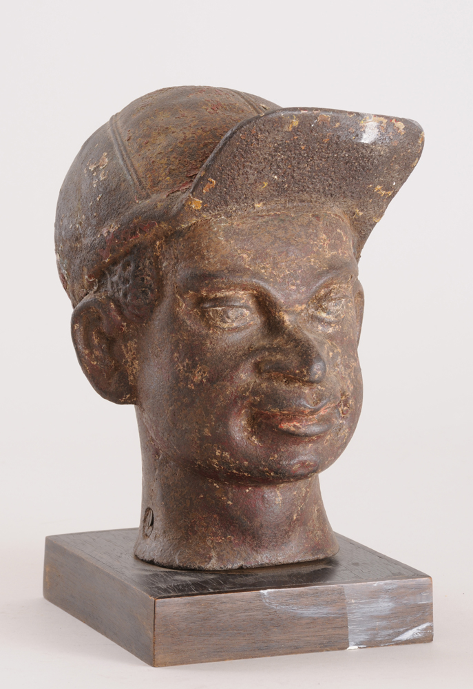 AMERICAN PAINTED CAST-IRON HEAD OF AN