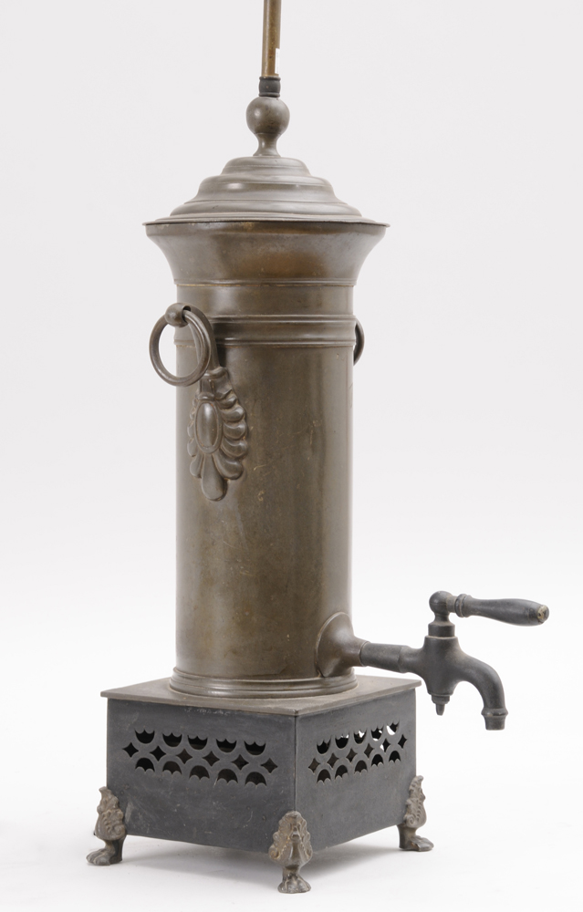 19TH C. PEWTER AND SHEET-IRON COFFEE