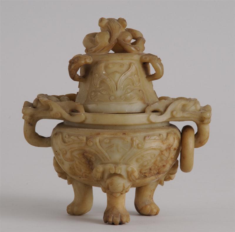 CHINESE CARVED SOAPSTONE CENSER 13f517