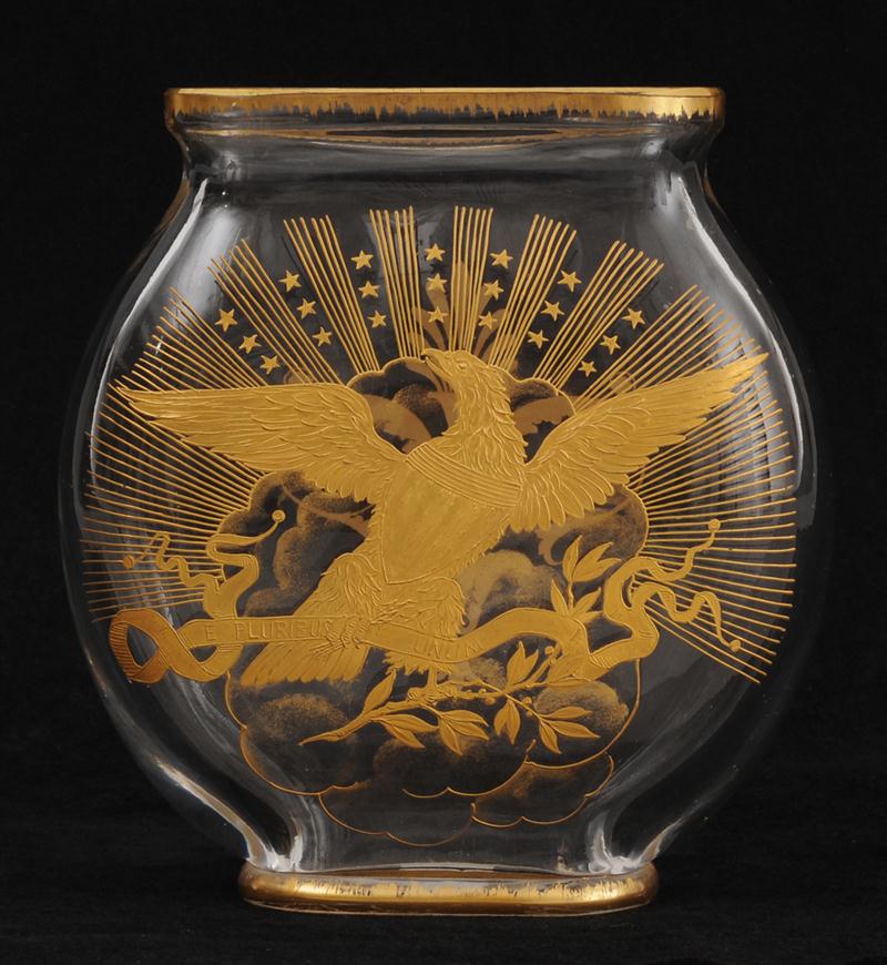AMERICAN GILT-DECORATED GLASS VASE Of