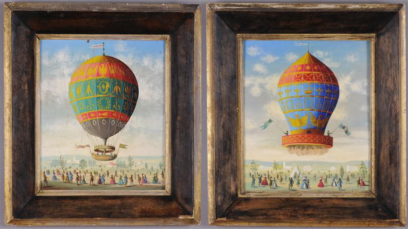 FRENCH SCHOOL: TWO HOT AIR BALLOONS