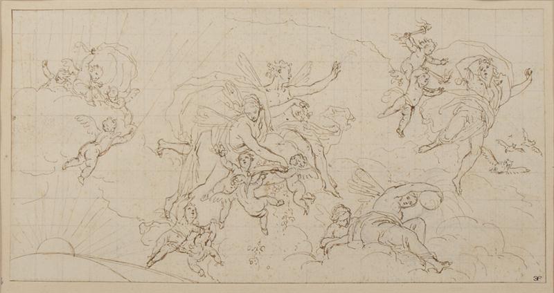 ITALIAN SCHOOL: CEILING STUDY WITH PUTTI