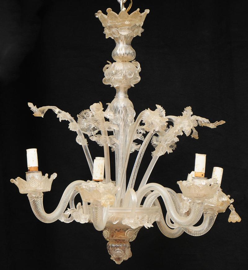 VENETIAN GLASS SIX LIGHT CHANDELIER 13f662