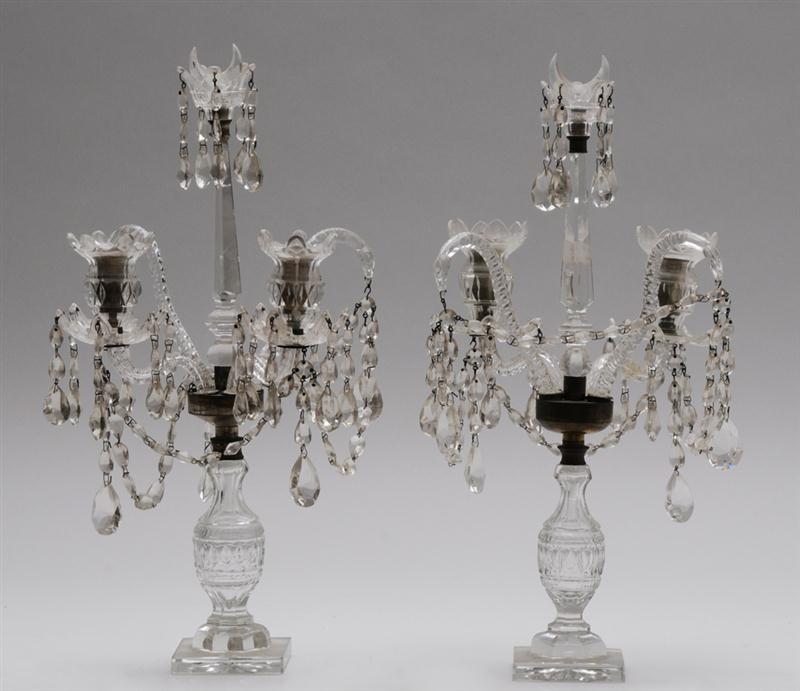 PAIR OF GEORGE III CUT GLASS TWO LIGHT 13f680