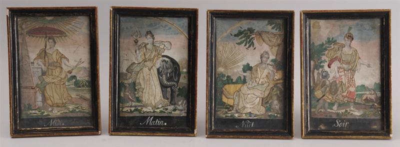 SET OF FOUR FRAMED FRENCH DECOUPAGE