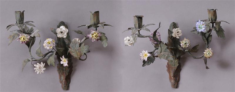 PAIR OF LOUIS XV STYLE PORCELAIN-MOUNTED