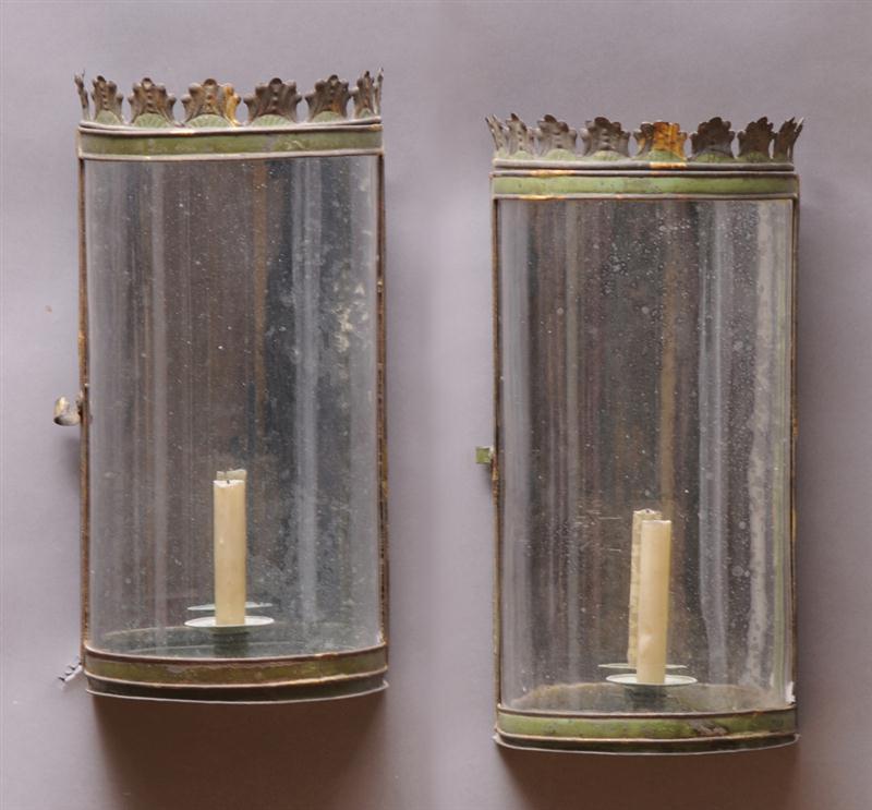 PAIR OF PEA GREEN PAINTED AND PARCEL-GILT