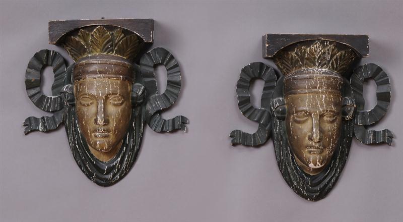 PAIR OF EMPIRE STYLE CARVED PAINTED 13f6c0