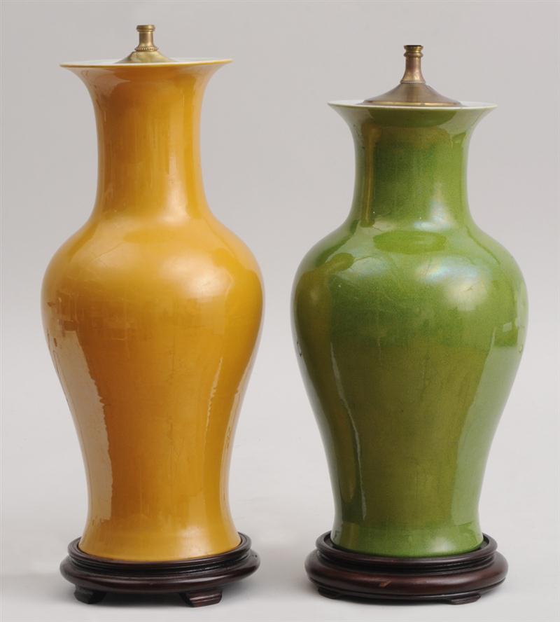 TWO CHINESE GLAZED BALUSTER-FORM