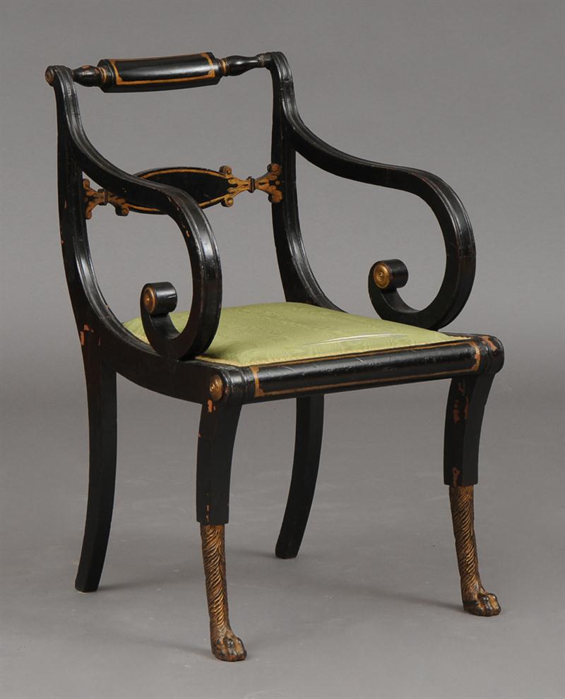 REGENCY STYLE BLACK-PAINTED AND