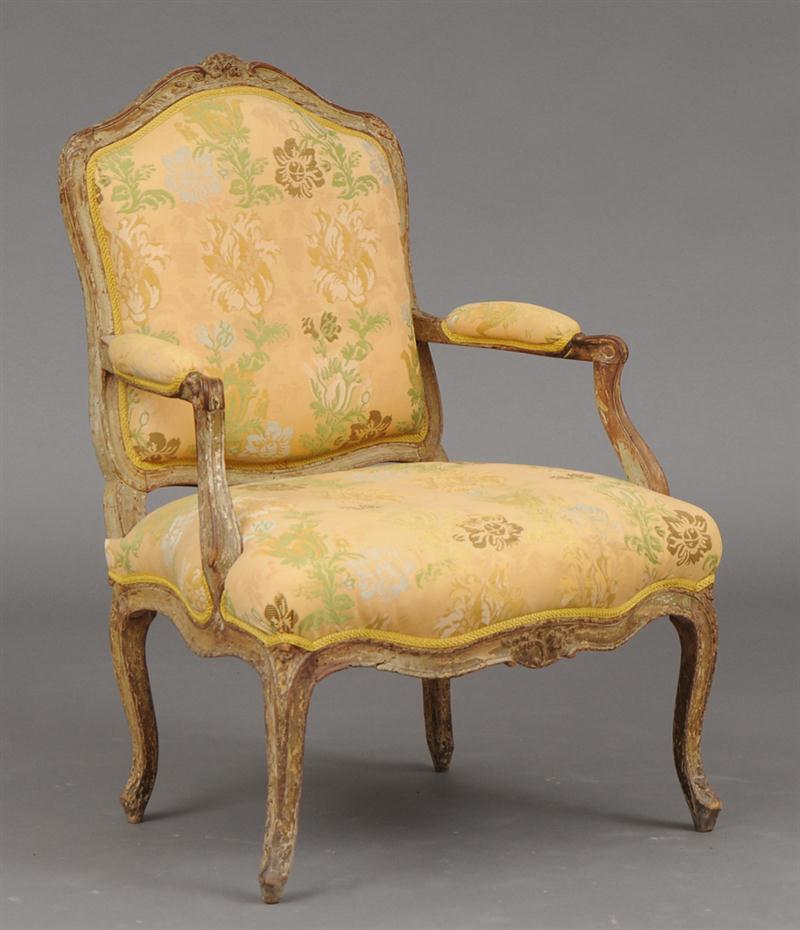 LOUIS XV PALE GREEN PAINTED AND
