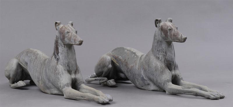 TWO SIMILAR LEAD FIGURES OF WHIPPETS 13f76c