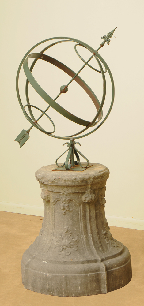 GREEN PAINTED IRON ARMILLARY SPHERE 13f771