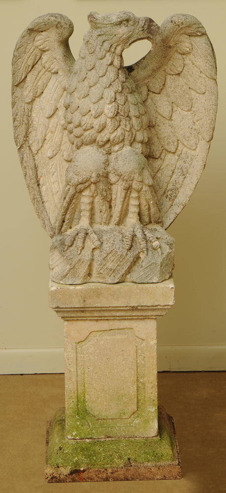 CAST-STONE EAGLE With later plinth