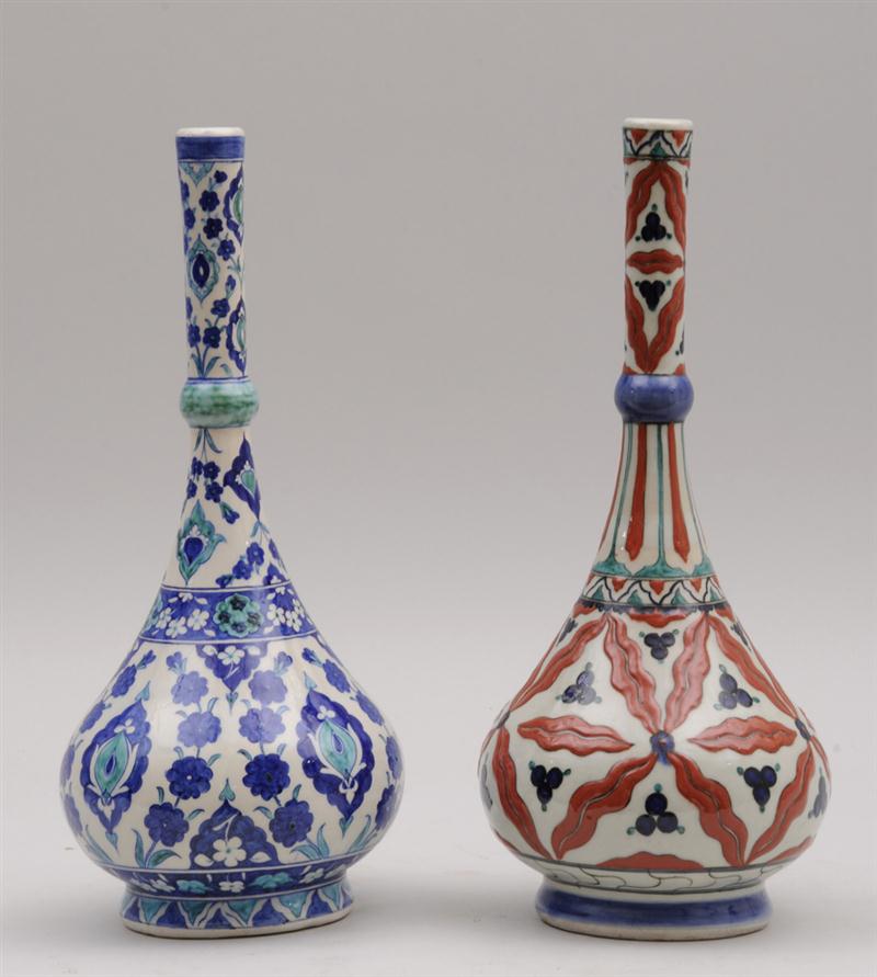 TWO IZNIK STYLE GLAZED POTTERY