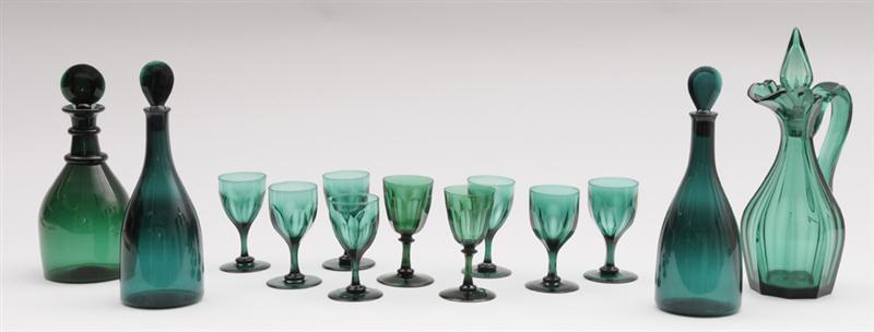 GROUP OF ENGLISH GREEN GLASS TABLE 13f7e6