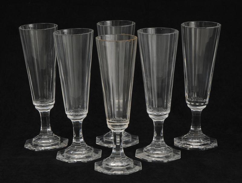 SET OF SIX ST. LOUIS CRYSTAL CHAMPAGNE