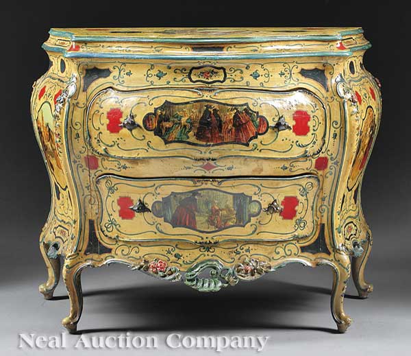 An Italian Painted Bombé Commode