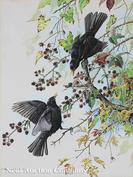 Basil Ede (English b. 1931) "Blackbirds"