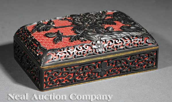 A Chinese Carved Black Overlay