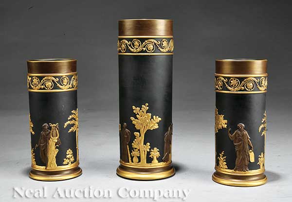 A Group of Three Wedgwood "Bronzed"