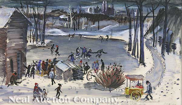 Louis Bosa (American 1905-1981) Skaters