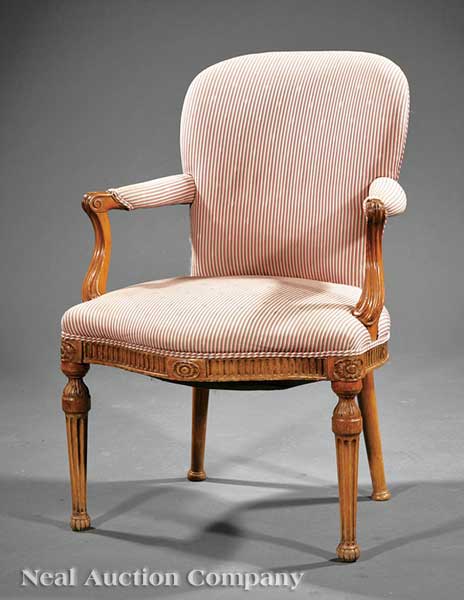 A George III Carved Beechwood Armchair