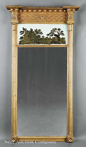 A Sheraton Carved and Gilded Mirror