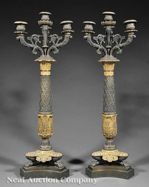 A Pair of Charles X Gilt and Patinated