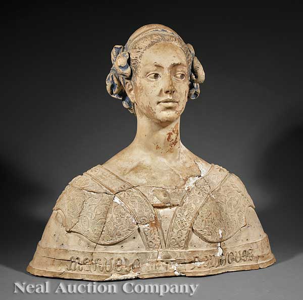 A Continental Terracotta Bust of