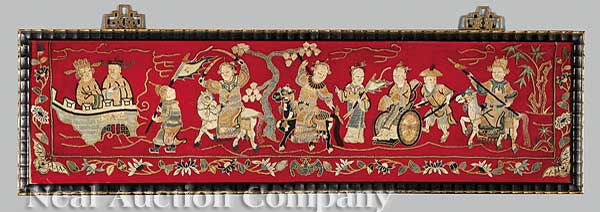 Two Chinese Embroidery Panels 19th 13fcee