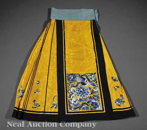 A Chinese Embroidered Silk Skirt