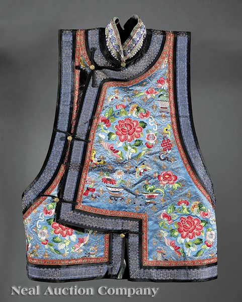 A Chinese Embroidered Silk Vest