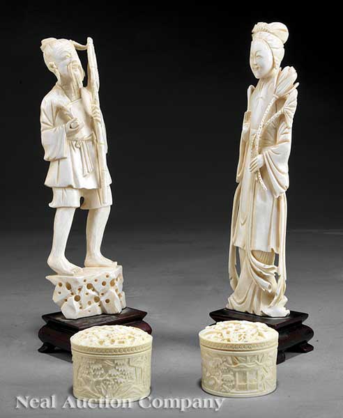 A Group of Four Chinese Ivory Carvings