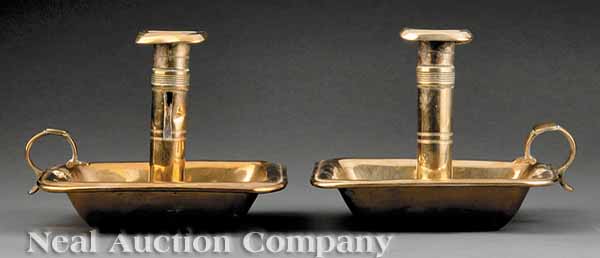 A Pair English Brass Chambersticks 13d62e