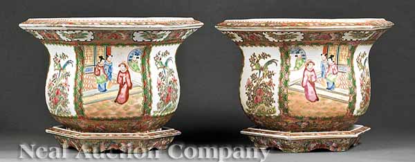 A Pair of Canton Famille Rose Porcelain