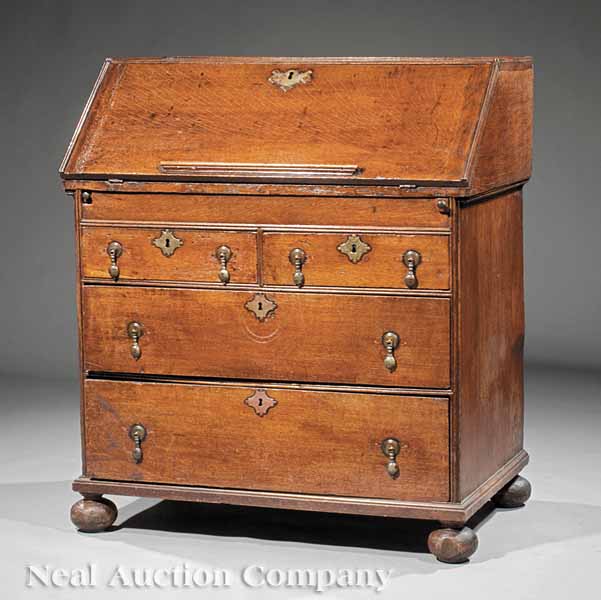 An English Oak Slant-Front Bureau